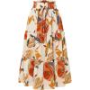 imageIDEALSANXUN Floral Skirts for Women Trendy Spring Summer Casual Flowy A Line Tiered Elastic High Waisted Boho Midi SkirtBeige