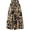 imageIDEALSANXUN Floral Skirts for Women Trendy Spring Summer Flowy A Line Elastic High Waisted Tiered Flower Boho Midi SkirtKhaki