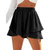 imageIDEALSANXUN Flowy Shorts for Women Spring Summer Ruffle Tiered Skorts Elastic High Waisted Casual Cute Beach Mini SkirtBlack