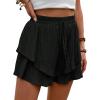 imageIDEALSANXUN Flowy Shorts for Women Spring Summer Ruffle Tiered Skorts Elastic High Waisted Casual Golf Tennis Mini SkirtBlack