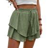 imageIDEALSANXUN Flowy Shorts for Women Spring Summer Ruffle Tiered Skorts Elastic High Waisted Casual Golf Tennis Mini SkirtGreen