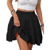 imageIDEALSANXUN Flowy Shorts for Women Spring Summer Tiered Skorts A Line Elastic High Waisted Pleated Trendy Ruffle Mini SkirtBlack