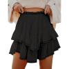 imageIDEALSANXUN Flowy Shorts for Women Spring Summer Tiered Skorts Elastic High Waist Ruffle Golf Tennis Beach Mini SkirtBlack