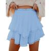 imageIDEALSANXUN Flowy Shorts for Women Spring Summer Tiered Skorts Elastic High Waist Ruffle Golf Tennis Beach Mini SkirtBlue