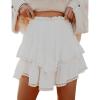 imageIDEALSANXUN Flowy Shorts for Women Spring Summer Tiered Skorts Elastic High Waist Ruffle Golf Tennis Beach Mini SkirtWhite