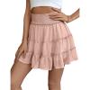 imageIDEALSANXUN Flowy Shorts for Women Spring Summer Tiered Skorts Elastic High Waisted A Line Pleated Cute Ruffle Mini SkirtPink