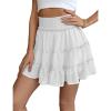 imageIDEALSANXUN Flowy Shorts for Women Spring Summer Tiered Skorts Elastic High Waisted A Line Pleated Cute Ruffle Mini SkirtWhite