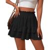 imageIDEALSANXUN Flowy Shorts for Women Spring Summer Tiered Skorts Elastic High Waisted A Line Pleated Ruffle Mini SkirtBlack