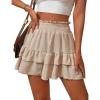 imageIDEALSANXUN Flowy Shorts for Women Spring Summer Tiered Skorts Elastic High Waisted A Line Pleated Ruffle Mini SkirtKhaki