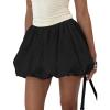 imageIDEALSANXUN Lace Bubble Skirt for Women Summer Elastic High Waisted Casual Cute Flowy Ruffled Short Mini SkirtsBlack