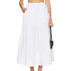 imageIDEALSANXUN Linen Skirts for Women Spring Summer Casual Trendy Flowy Elastic High Waisted Midi Skirt with PocketsWhite