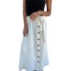 imageIDEALSANXUN Linen Skirts for Women Spring Summer Casual Trendy Flowy Lightweight Elastic Waist Long Maxi Skirt with BeltWhite