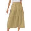 imageIDEALSANXUN Linen Skirts for Women Spring Summer Outfits A Line Elastic High Waisted Casual Lightweight Tiered Midi SkirtKhaki