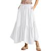 imageIDEALSANXUN Ruffle Long Flowy Skirts for Women Summer A Line Elastic High Waisted Casual Beach Maxi Skirts with PocketsWhite