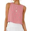 imageIDEALSANXUN Womens Gingham Tank Tops Spring Summer Casual Crop Cotton Sleeveless Shirts BlousesZ Wine