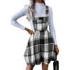 imageIDEALSANXUN Womens Plaid Overall Dress Fall Winter A Line Pleated Mini DressesGrey