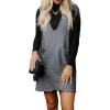 imageIDEALSANXUN Womens V Neck Sweater Vest Dress Fall Winter Sleeveless Sweater Pinafore DressGrey