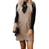 imageIDEALSANXUN Womens V Neck Sweater Vest Dress Fall Winter Sleeveless Sweater Pinafore DressKhaki