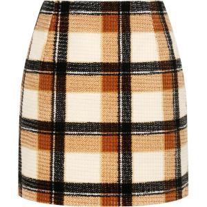 imageIDEALSANXUN Womens Corduroy Plaid Skirt Fall Winter High Waisted Mini SkirtsBlackcamel