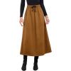 imageIDEALSANXUN Womens Autumn Winter Fleece Lined Drawstring Elastic Waist ALine Soft SkirtCamel