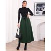 imageIDEALSANXUN Womens Autumn Winter Fleece Lined Drawstring Elastic Waist ALine Soft SkirtDark Green