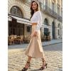 imageIDEALSANXUN Womens Satin Skirt Fall Winter Silk Elegant High Waisted Flowy ALine Midi SkirtsBeige