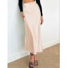 imageIDEALSANXUN Womens Satin Skirt Fall Winter Silk Elegant High Waisted Flowy ALine Midi SkirtsBeige
