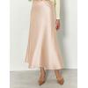 imageIDEALSANXUN Womens Satin Skirt Fall Winter Silk Elegant High Waisted Flowy ALine Midi SkirtsBeige