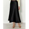 imageIDEALSANXUN Womens Satin Skirt Fall Winter Silk Elegant High Waisted Flowy ALine Midi SkirtsBlack
