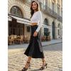 imageIDEALSANXUN Womens Satin Skirt Fall Winter Silk Elegant High Waisted Flowy ALine Midi SkirtsBlack