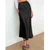 imageIDEALSANXUN Womens Satin Skirt Fall Winter Silk Elegant High Waisted Flowy ALine Midi SkirtsBlack