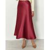 imageIDEALSANXUN Womens Satin Skirt Fall Winter Silk Elegant High Waisted Flowy ALine Midi SkirtsWine