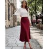imageIDEALSANXUN Womens Satin Skirt Fall Winter Silk Elegant High Waisted Flowy ALine Midi SkirtsWine