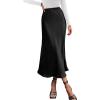 imageIDEALSANXUN Womens Satin Skirt Fall Winter Silk Elegant High Waisted Flowy ALine Midi SkirtsBlack