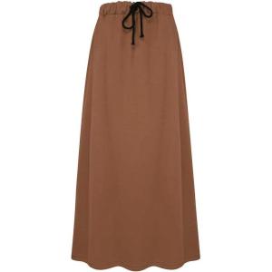 imageIDEALSANXUN Womens Autumn Winter Fleece Lined Drawstring Elastic Waist ALine Soft SkirtCamel