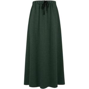 imageIDEALSANXUN Womens Autumn Winter Fleece Lined Drawstring Elastic Waist ALine Soft SkirtDark Green