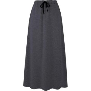 imageIDEALSANXUN Womens Autumn Winter Fleece Lined Drawstring Elastic Waist ALine Soft SkirtDark Grey