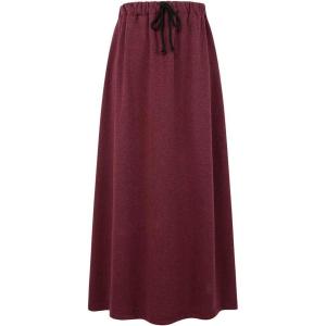 imageIDEALSANXUN Womens Autumn Winter Fleece Lined Drawstring Elastic Waist ALine Soft SkirtWine Red
