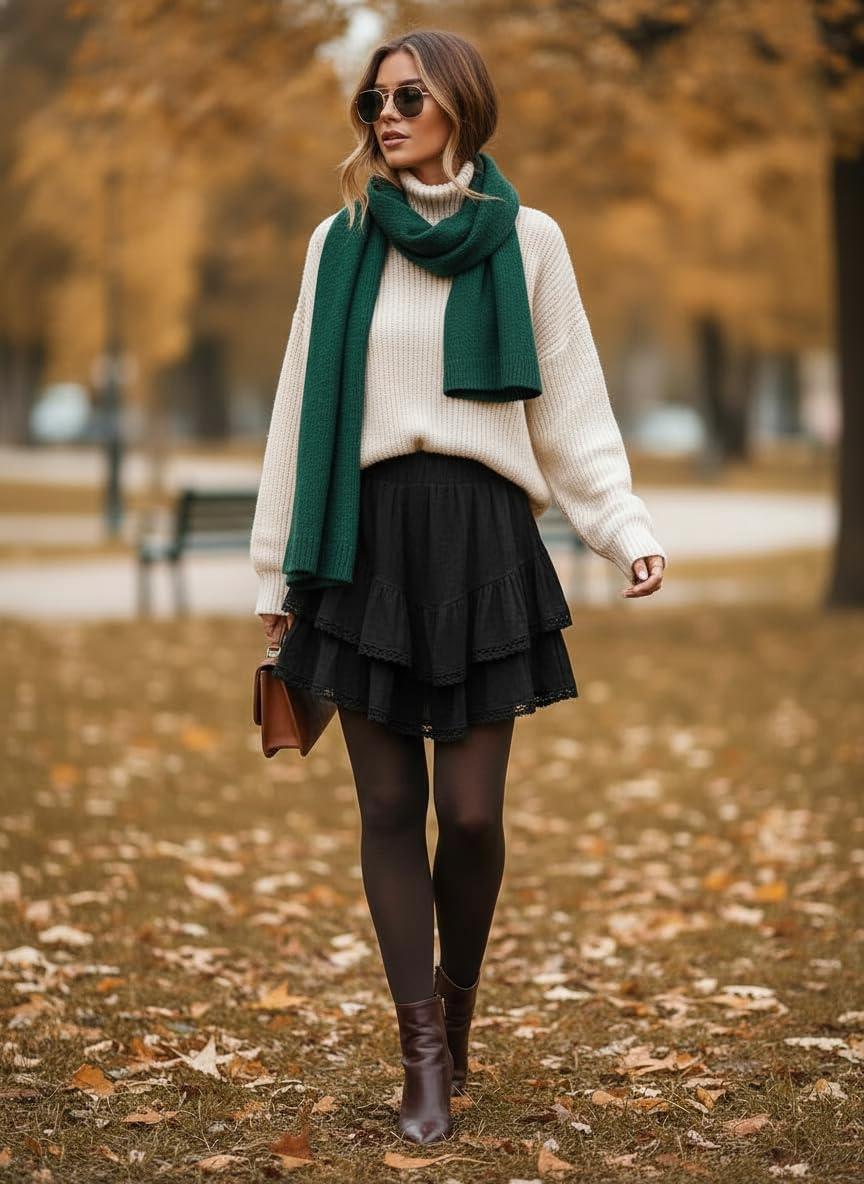 imageIDEALSANXUN Womens Flowy Shorts Tiered Ruffle Skorts High Waisted Casual Boho Lace Mini SkirtBlack