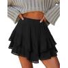 imageIDEALSANXUN Womens Flowy Shorts Tiered Ruffle Skorts High Waisted Casual Boho Lace Mini SkirtBlack