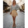 imageIDEALSANXUN Womens Flowy Shorts Tiered Ruffle Skorts High Waisted Casual Boho Lace Mini SkirtKhaki