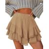 imageIDEALSANXUN Womens Flowy Shorts Tiered Ruffle Skorts High Waisted Casual Boho Lace Mini SkirtKhaki