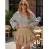 imageIDEALSANXUN Womens Flowy Shorts Tiered Ruffle Skorts High Waisted Casual Boho Lace Mini SkirtKhaki