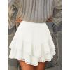 imageIDEALSANXUN Womens Flowy Shorts Tiered Ruffle Skorts High Waisted Casual Boho Lace Mini SkirtWhite