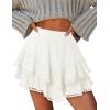 imageIDEALSANXUN Womens Flowy Shorts Tiered Ruffle Skorts High Waisted Casual Boho Lace Mini SkirtWhite