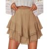 imageIDEALSANXUN Womens Flowy Shorts Tiered Ruffle Skorts High Waisted Casual Boho Lace Mini SkirtKhaki
