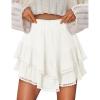 imageIDEALSANXUN Womens Flowy Shorts Tiered Ruffle Skorts High Waisted Casual Boho Lace Mini SkirtWhite