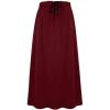 imageIDEALSANXUN Fleece Lined Long Skirts for Womens Elastic Waist Aline Warm Winter Skirts with PocketsWineMidi Length