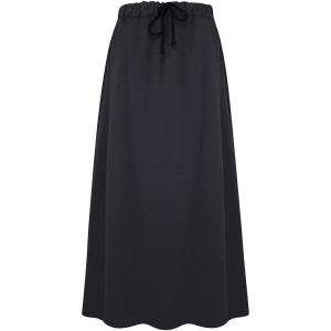 imageIDEALSANXUN Fleece Lined Long Skirts for Womens Elastic Waist Aline Warm Winter Skirts with PocketsDark GreyMidi Length