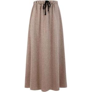 imageIDEALSANXUN Fleece Lined Long Skirts for Womens Elastic Waist Aline Warm Winter Skirts with PocketsDark Khaki